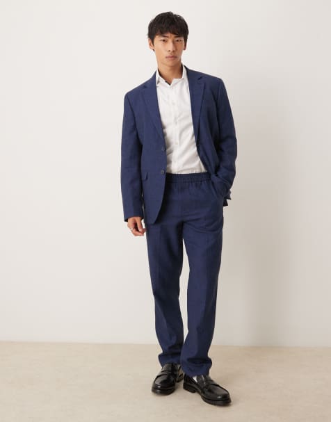 Selected Homme - Malik - Pantaloni regular fit in misto lino blu navy - view 1