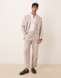 [Selected Homme] Selected Homme Malik relaxed fit pants in cream pinstripe-White 48 Oatmeal PINSTRIPED