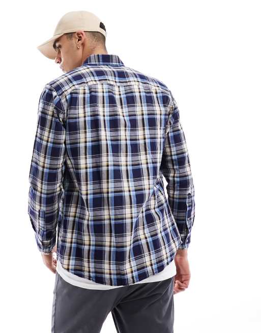 Selected Homme – Marinblå, rutig skjorta i flanell med lång ärm, 4 av 4