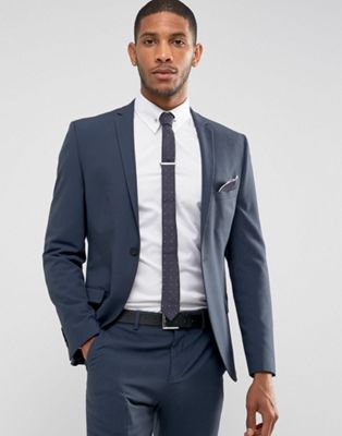 Selected Homme – Marinblå supersmal kostymjacka i stretchmaterial