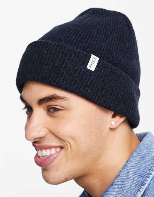 Selected Homme - Marineblå hue i uldblanding