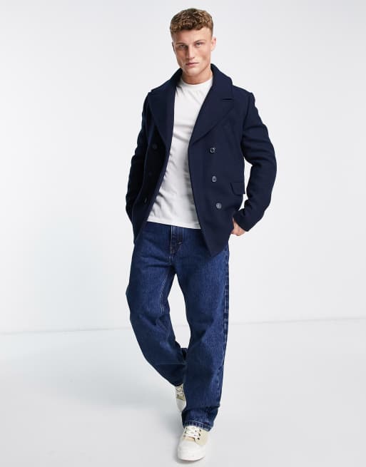 Selected Homme - Marineblå peacoat i uldblanding , 4 af 4