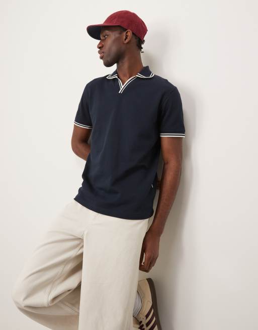 Selected Homme - Marineblå poloskjorte med reverskrave
