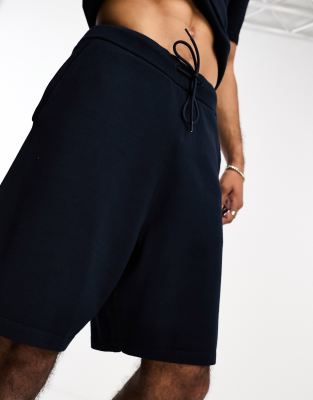 Selected Homme - Marineblå shorts med løbesnor i taljen - Del af sæt - view 1