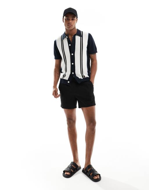 Selected Homme - Marineblå strikket polo med knapper i farveblok , 2 af 4