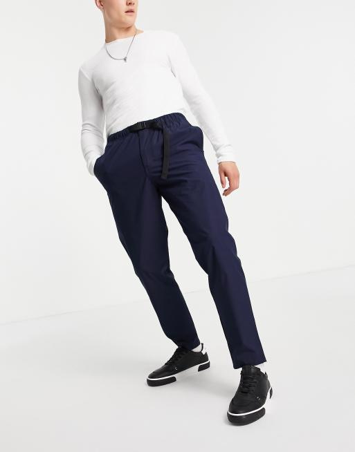 Selected Homme - Marineblå vandrebukser med bælte i bomuldsblanding - NAVY, 4 af 4