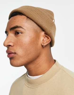 Selected Homme merino wool beanie in beige-Neutral