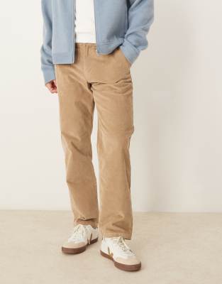 Selected Homme Selected Homme Miles straight fit cord trouser in cream-White