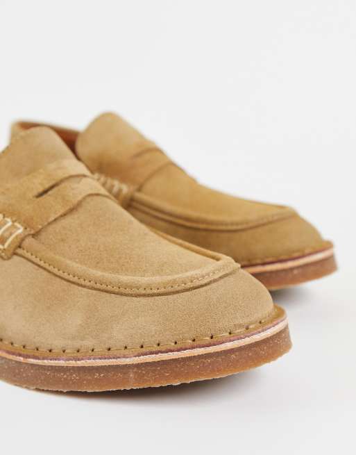 Selected Homme - Mocassini college in camoscio color sabbia, 4 di 4