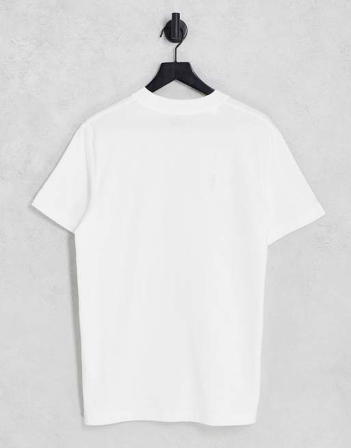 Selected Homme mock neck t-shirt with logo neck print in white