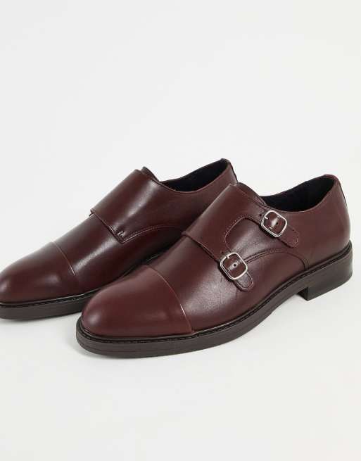 Selected Homme monk shoe in brown leather