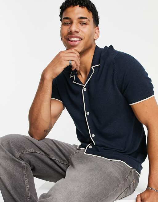 Selected Homme – Moon – Kurzärmliges Strickhemd