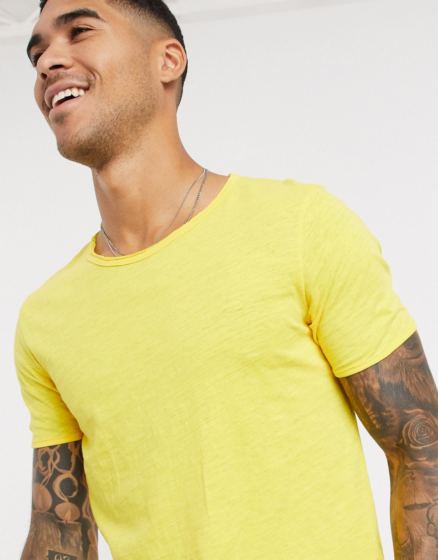 Selected Homme morgan o-neck t-shirt in yellow