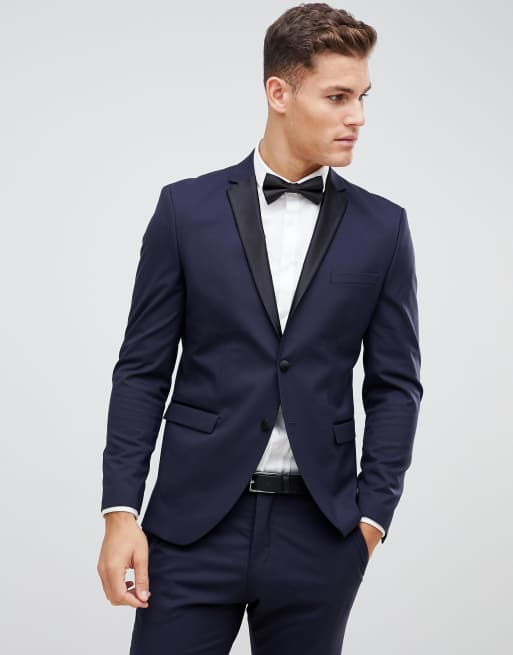 Selected Homme – Marinblå smoking med satinslag och smal passform, 2 av 3