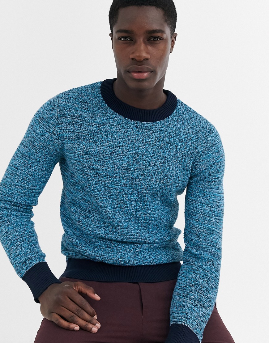 Selected Homme multi yarn knitted jumper-Navy