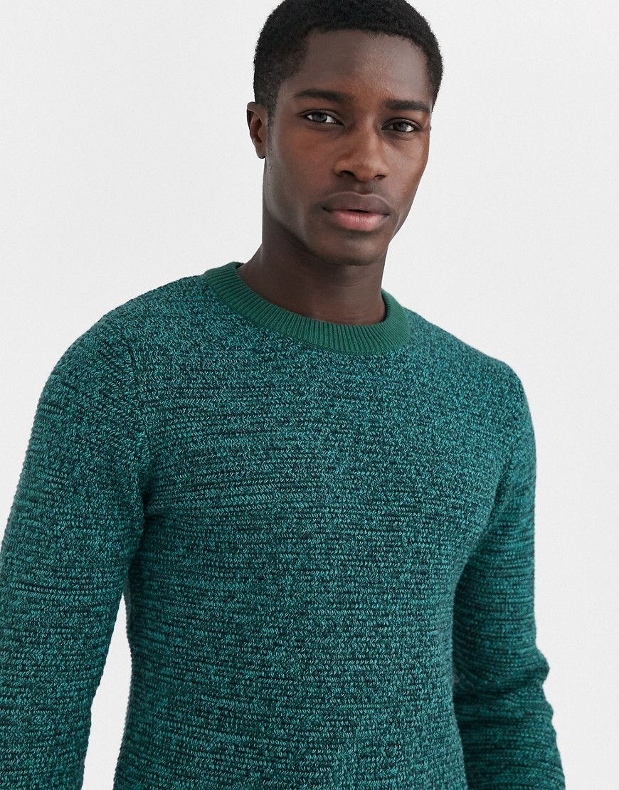 Selected Homme multi yarn knitted jumper-Green