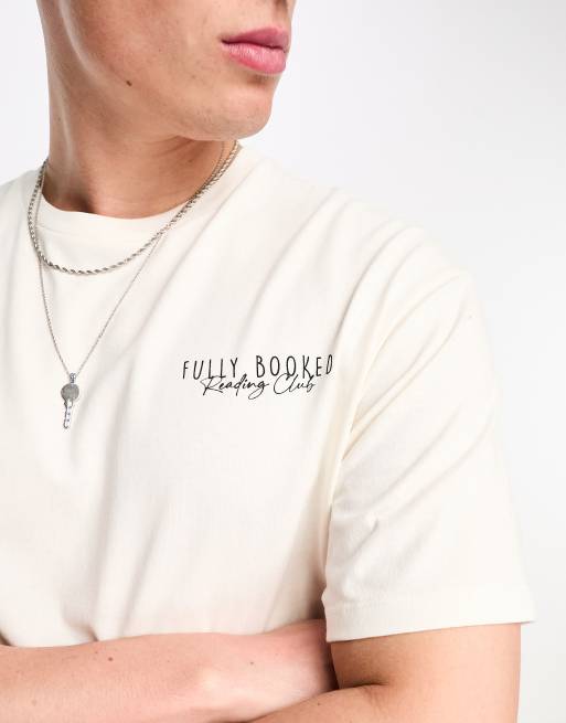 Selected Homme – Naturvit t-shirt i oversize-modell med tryck baktill, 2 av 4