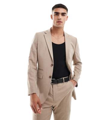 Neil regular fit suit jacket in cream-White