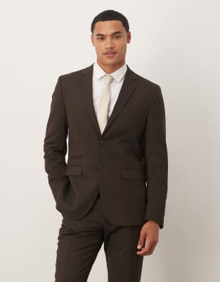 Neil slim fit blazer in brown