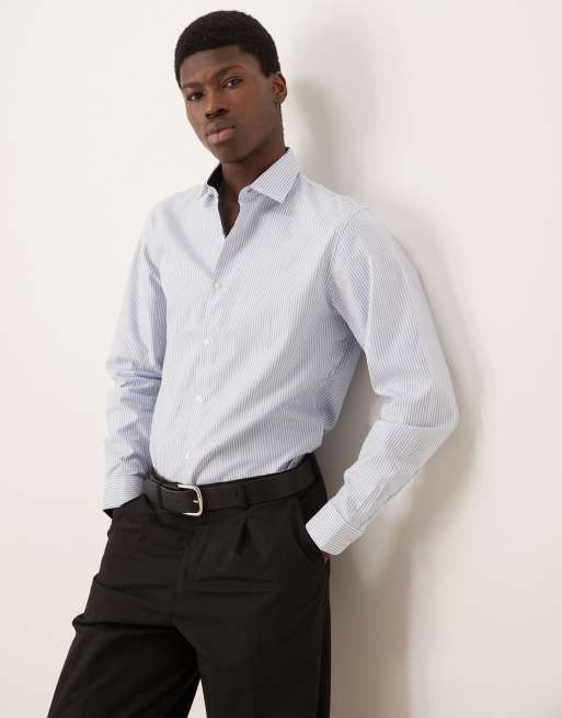 Selected Homme - Net, slim-fit en kreukvrij overhemd met strepen in lichtblauw