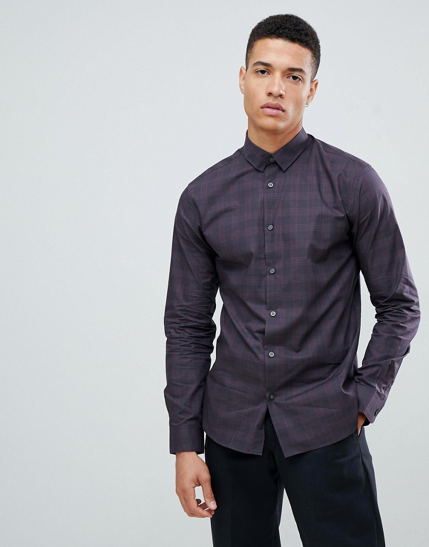 Selected Homme - Net slim-fit overhemd met ruiten-Grijs