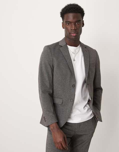 Selected Homme Noah slim fit jersey suit blazer in dark gray - view 1