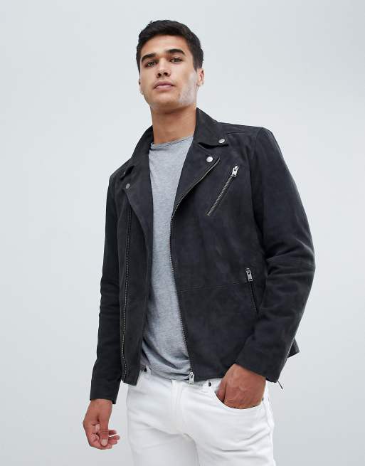 Selected Homme Nubuck Leather Biker Jacket | ASOS