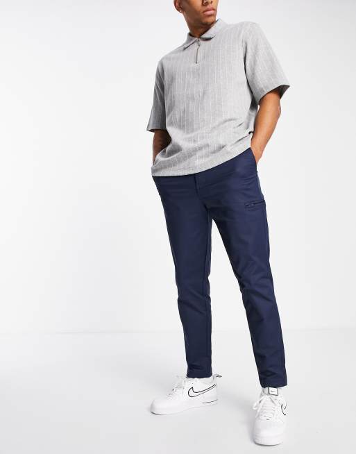 Selected Homme nylon pant in slim tapered navy
