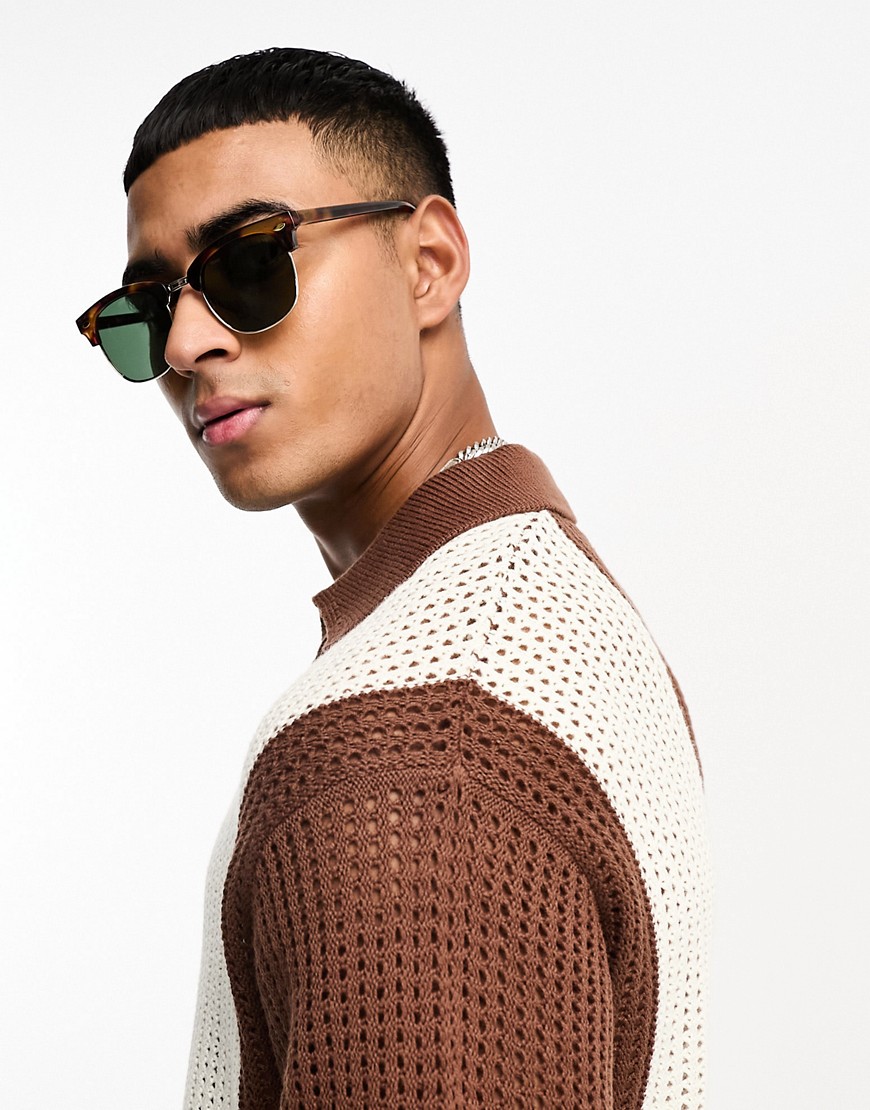 selected homme - occhiali da sole rétro marroni-brown
