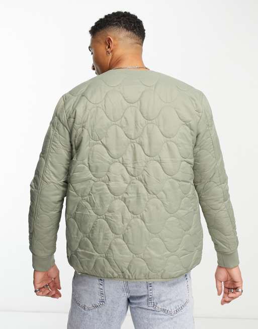 Selected Homme onion quilted jacket in khaki