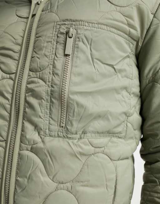 Selected Homme onion quilted jacket in khaki