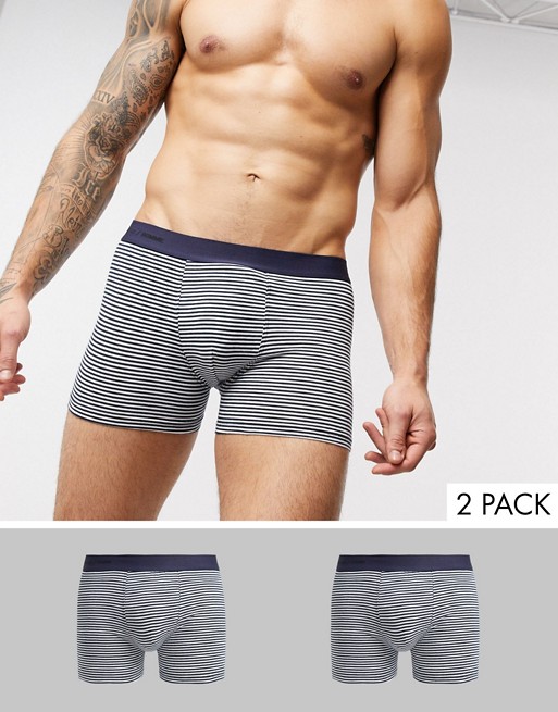 Selected Homme organic cotton 2 pack trunks in stripe
