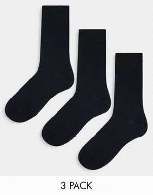 Selected Homme cotton blend 3 pack socks in black - BLACK