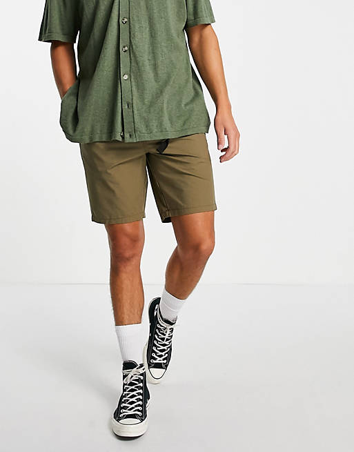 Men Selected Homme organic cotton blend hiking shorts with belt in khaki 