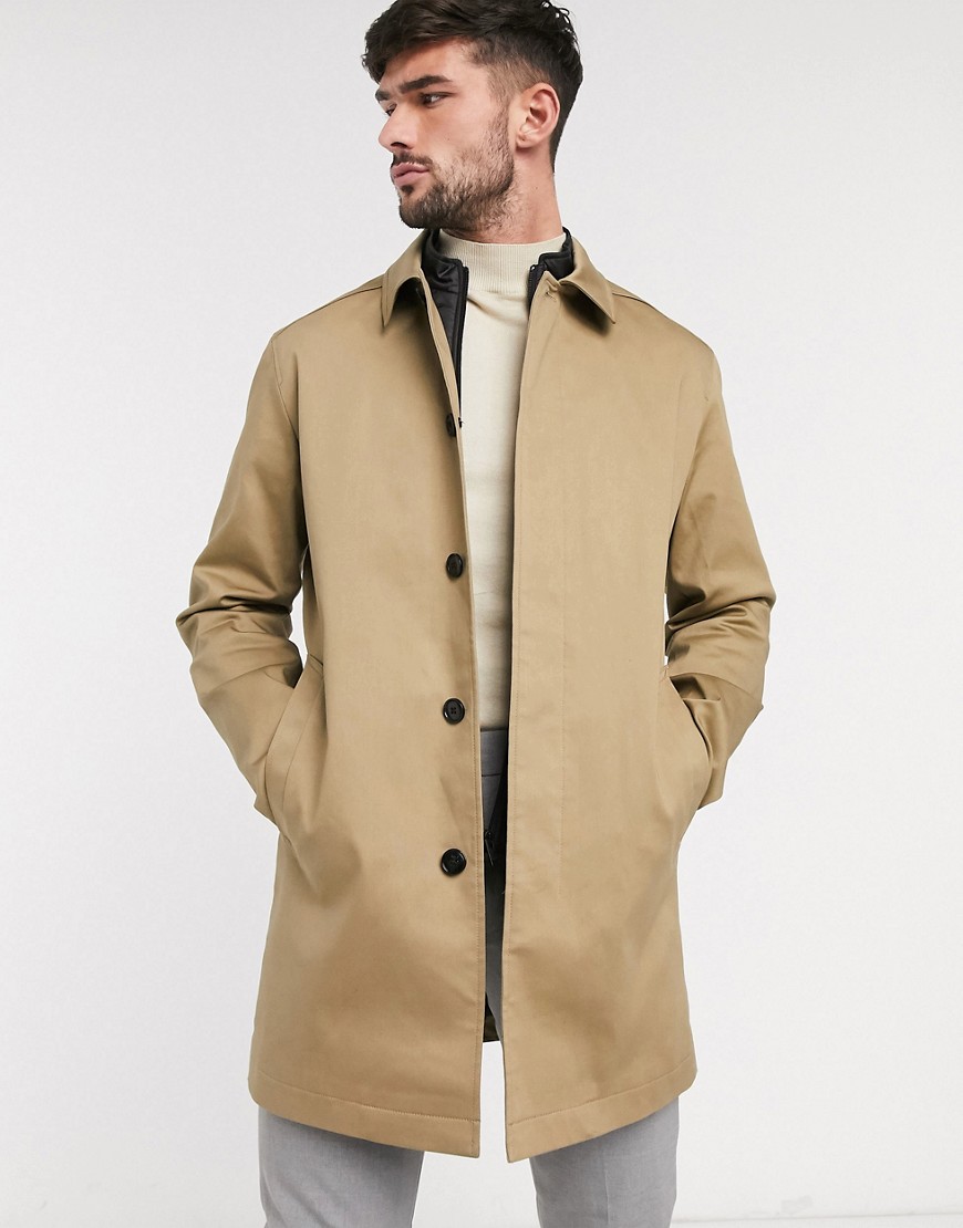 Selected Homme organic cotton car coat in sand-Tan