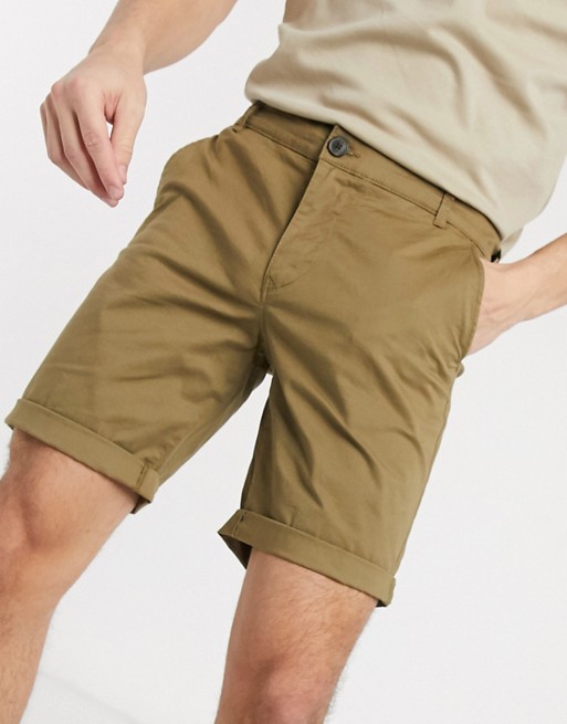 Selected Homme organic cotton chino shorts in sand