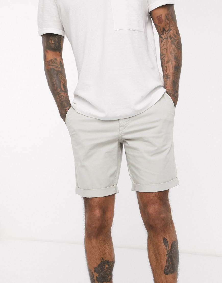 Selected Homme organic cotton chino shorts in stone