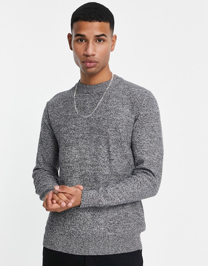 Selected Homme Cotton Crew Neck Knitted Sweater In Gray Twist - Gray ...