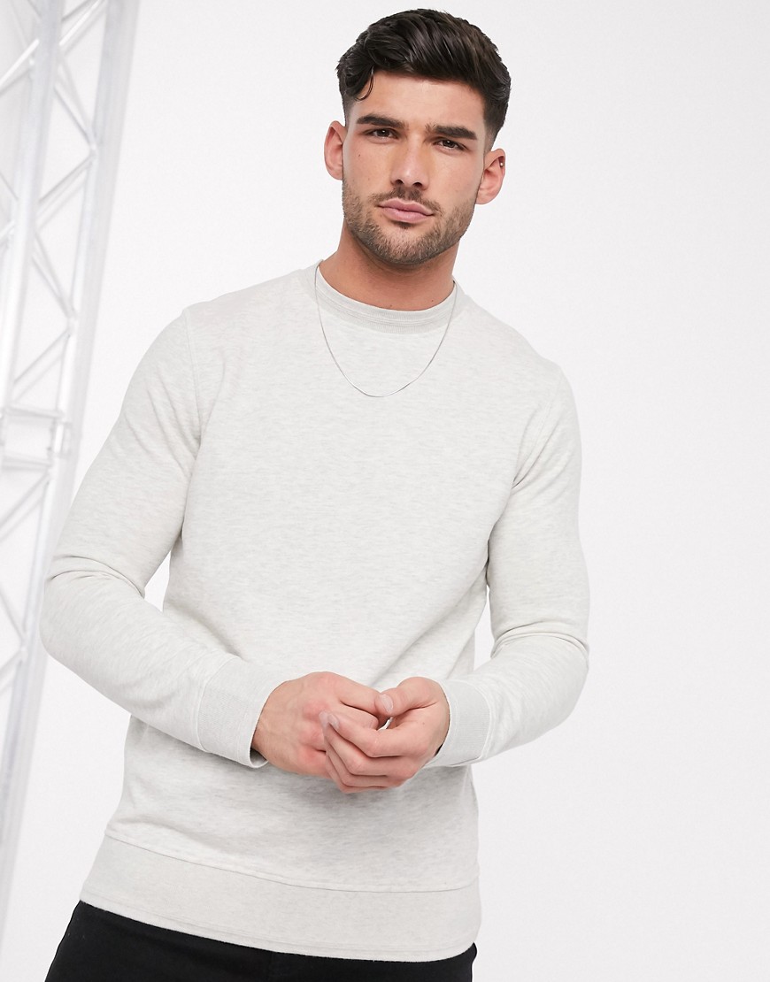 Selected Homme organic cotton crew neck marl sweat in light grey
