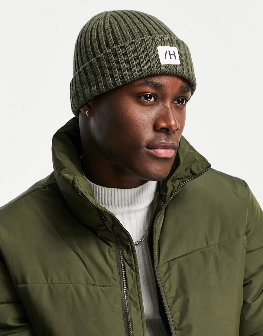 Selected Homme organic cotton fisherman beanie in green