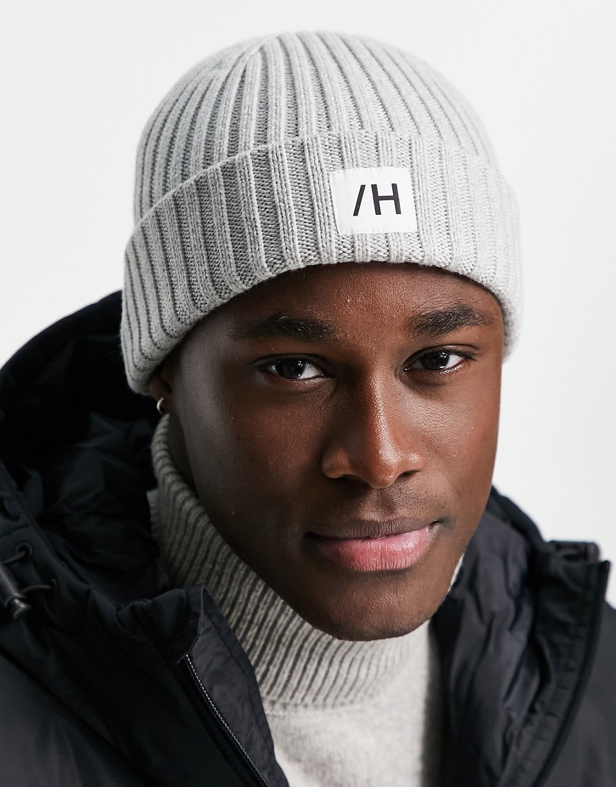 Selected Homme organic cotton fisherman beanie in light gray-Grey