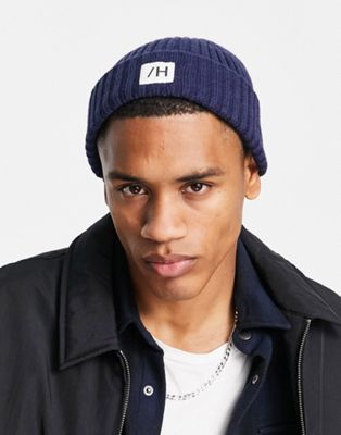 Selected Homme cotton fisherman beanie in navy - NAVY