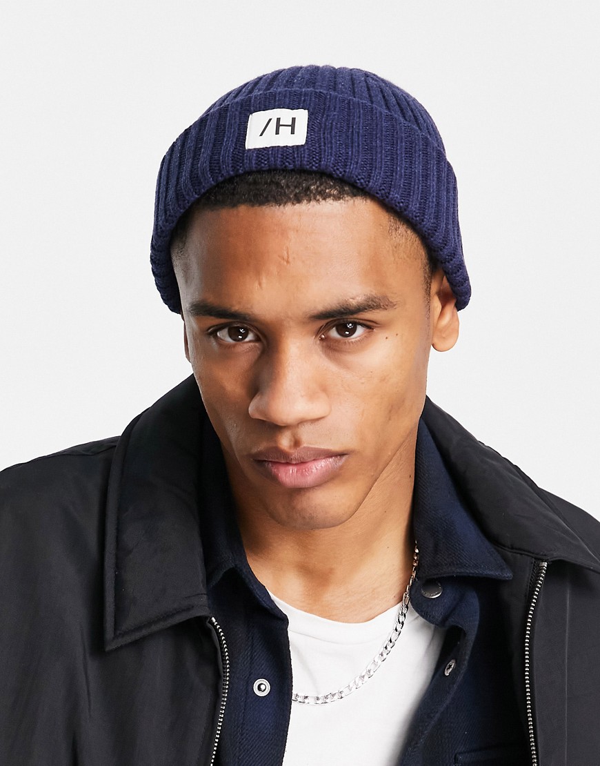 Selected Homme organic cotton fisherman beanie in navy