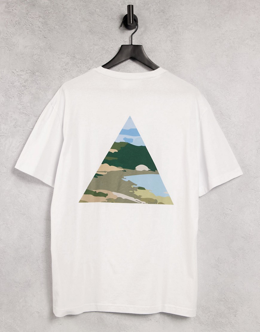 Selected Homme organic cotton loose fit t-shirt with camo landscape back print in white