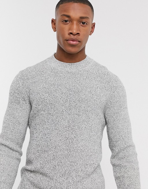 Selected Homme organic cotton multi yarn crew neck knitted jumper in white
