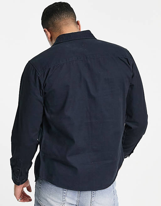 Shirts Selected Homme organic cotton oversized overshirt in navy 