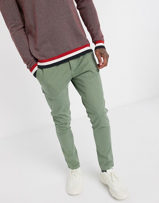Selected Homme organic cotton skinny fit chino trousers in light green