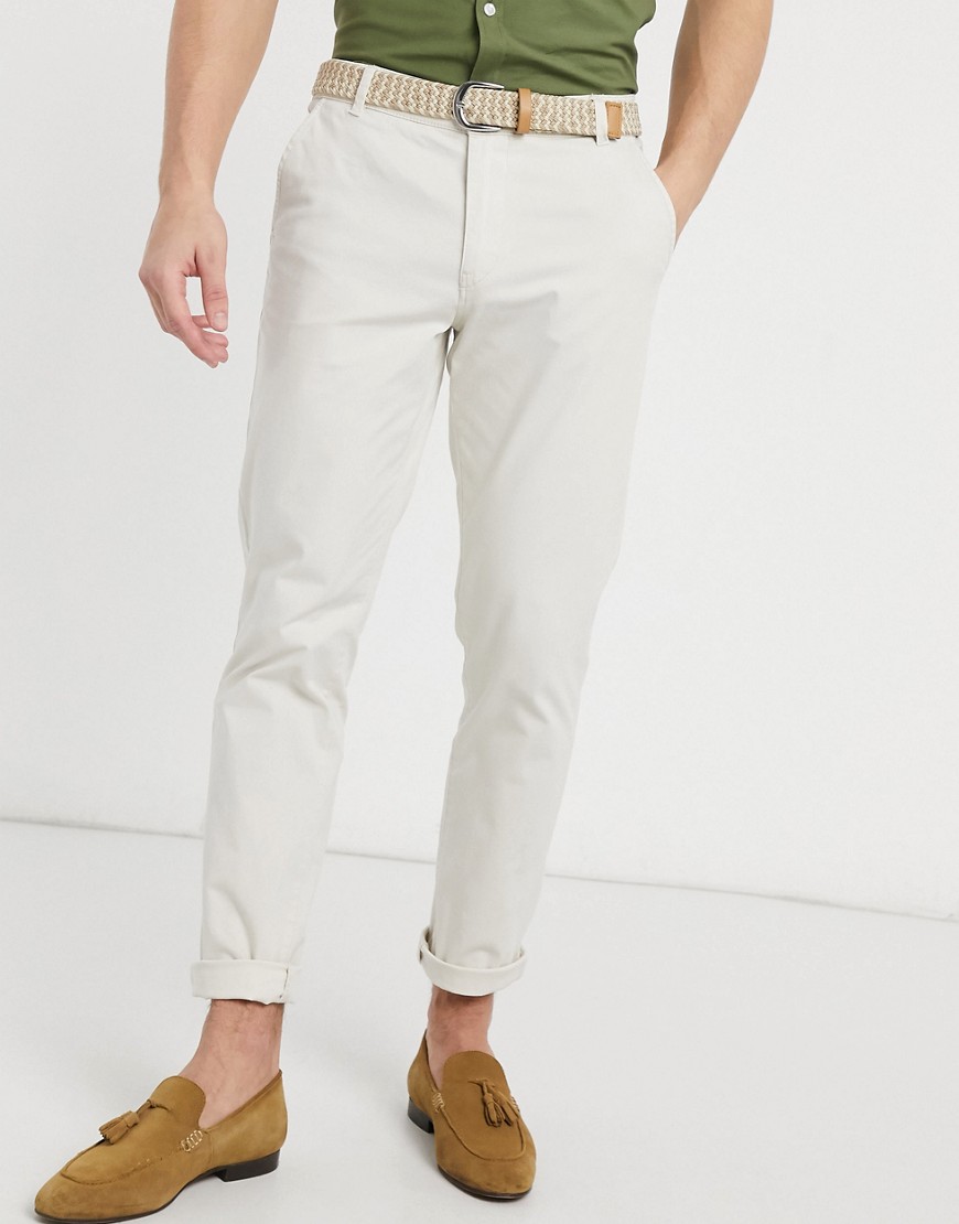 Selected Homme organic cotton straight fit chinos in off-white