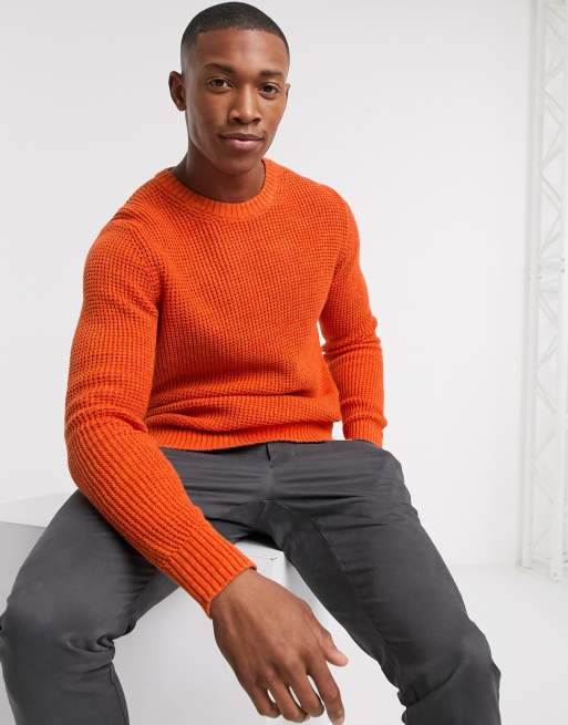 Mens orange v hot sale neck jumper