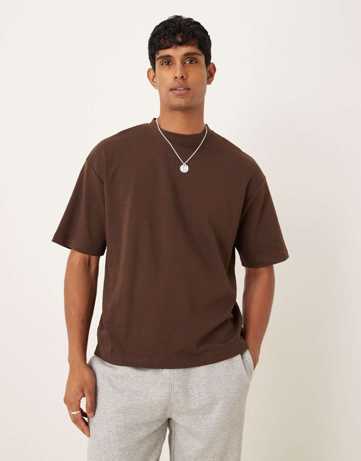 Selected Homme Oscar oversized t-shirt in brown